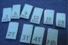 100pcs High Density Woven Size Labels ( Navy letter on Light Blue background)